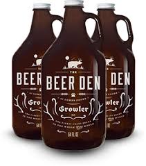 The Beer Den Growler Is A 64 Ounce One Half Gallon Glass Jug That We Fill With Beer Fresh To Order Right Here At Lowes Foods O Beer Glass Jug Whiskey Bottle