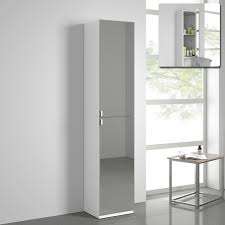 A floor model can be placed nearly anywhere in the room. Mirrored Door Matte White Tall Storage Cabinet Floor Standing Soak Com Tall Cabinet Storage Bathroom Floor Cabinets Kitchen Furniture Storage