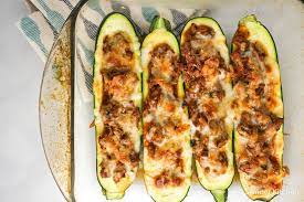 Zucchini And Ground Turkey Pizza Boats Slender Kitchen Recipe Turkey Pizza Pizza Boats Zucchini Pizza Boats