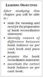 Ncert Class Xi Accountancy Chapter 5 Bank Reconciliation Statement Reconciliation Learning Objectives Textbook