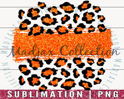 Leopard Sublimation Orange Background Brush Stroke Png Animal Print Design Glitter Brush Clipart Paint Design Background Design Orange Background Sublime