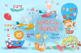 To get more templates about posters,flyers,brochures,card,mockup,logo,video,sound,ppt,word,please visit pikbest.com. Tropical Animals Vector Clip Art In Illustrations On Yellow Images Creative Store