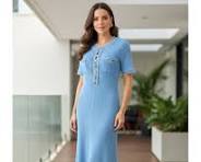 Vestido Midi Branco Canelado Feminino Elegante Verão | Lua