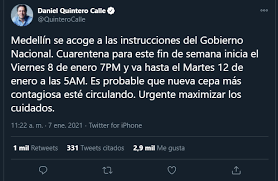Darias insta no obstante a la junta de castilla y león a cumplir la legalidad y dice que el estado de derecho salud de esta semana, después de la polémica surgida con la junta de castilla y león y su decisión de fijar a esa hora el toque de queda en su región. Medellin Endurece Medidas Y Decreta Toque De Queda Estricto A Partir De Este Viernes Infobae