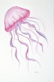 Sea Life Animal Art Kid Room Decor Jellyfish Watercolor Etsy Jellyfish Drawing Jellyfish Painting Watercolor Jellyfish