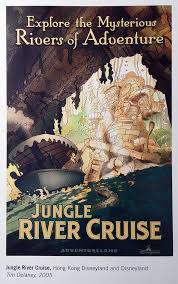Based on disneyland's theme park ride where a small riverboat takes a group of travelers through a jungle filled with dangerous animals and reptiles, but with a supernatural element. Jungle Cruise Poster Disneyland