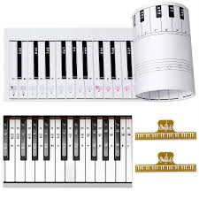Ultimate Piano Keyboard Learning Aid Set 1 1 Scale 88 Keys Practice Cardboard Piano Note Chart Guide Transparent Piano Stickers For 54 61 88 Key