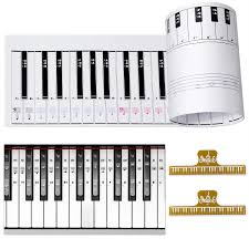 ultimate piano keyboard learning aid set 1 1 scale 88 keys practice cardboard piano note chart guide transparent piano stickers for 54 61 88 key