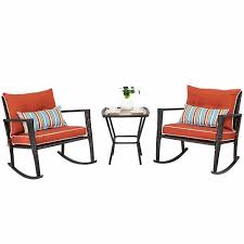 Costway 3 Piece Wicker Patio Conversation Rocking Chair Coffee Table Furniture Set With Red Cushions Hw57335re The Home Depot In 2020 Outdoor Wicker Furniture Patio Furniture Sets Rattan Furniture Set