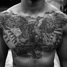Black And White Eagle Chest Tattoo Awesome Guys Mexican Eagle Shaded Black And Grey Ink Tattoo Design On Upper Chest Chest Tattoo Men Eagle Chest Tattoo Cool Chest Tattoos