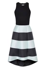 Coast Dipped Hem Dress Black Sleeveless Top Skirt Is Black And Silvery Blue Striped With A D Black Flare Dress High Low Cocktail Dress Maxi Dress With Sleeves