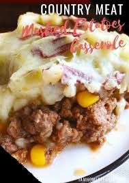 Country Meat And Mashed Potatoes Casserole Recipe Recipes Mashed Potato Casserole Food