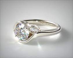 14k White Gold Modern Leaf Bypass Engagement Ring In 2021 Bypass Engagement Ring Tension Set Engagement Rings Modern Engagement Rings