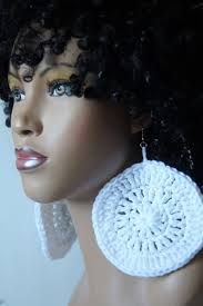 Large Crochet Earrings- White