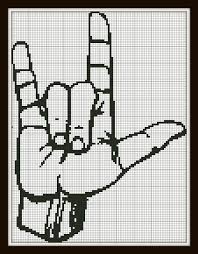 Black And White Silhouette Cross Stitch Patterns Cross Stitch Pattern I Love You American Sign Language Silhouette Handmade Black And White Pdf Cross Stitch Patterns Cross Stitch Heart Cross Stitching