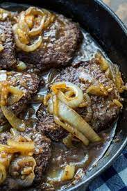 Cubed Steak With Onion Gravy Recipe Cube Steak Recipes Tenderized Round Steak Recipes Round Steak Recipes