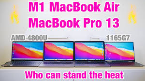 M1 Macbook Air V Macbook Pro Thermal Performance Test V Macbook Pro 16 V Intel 1165g7 V Amd 4800u Youtube