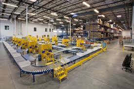 Spacious warehouse with organized pallets