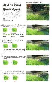 Another Painting Tutorial This Time On How To Paint Ghibli Style Grass Digital Painting Techniques Grass Painting Painting Tutorial