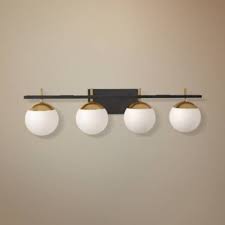 George Kovacs Alluria 33 W Black And Gold 4 Light Bath Light 56h31 Lamps Plus Black And Gold Bathroom Bath Light Black Bathroom Light