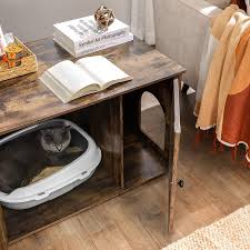 Hide that ugly litter box with this. Buy Feandrea Hidden Cat Litter Box Enclosure Wooden Cabinet Furniture Cat Washroom With Doors Indoor Cat House Nightstand End Table 31 5 X 20 7 X 19 4 Inches Rustic Brown Upcl002x01 Online In Taiwan B08h295qb2