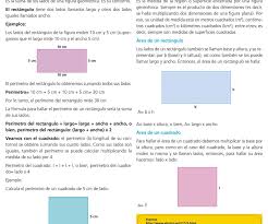 ¿cómo se calcula el perímetro de un rectángulo? Perimetro Y Area Del Cuadrado Y Rectangulo Escolar Abc Color