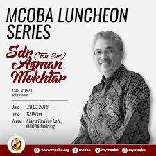 Tan sri azman mokhtar berundur dari axiata susulan peletakan jawatan beliau sebagai pengarah urusan khazanah nasional pada 31 julai 2018. Mcoba Luncheon Series Tan Sri Datuk Wira Azman Mokhtar The Malay College Old Boys Association