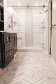 White Subway Tile Shower With Accent Tile Herringbone Tile Bathroom Floor White Subway Tile Shower White Tile Shower Subway Tile Showers