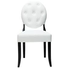 Amazon Com Lexmod Buttoned Ghost Chair In White Vinyl With Black Legs Dining Chairs Side Chairs Dining Modern Dining Side Chairs White Dining Chairs