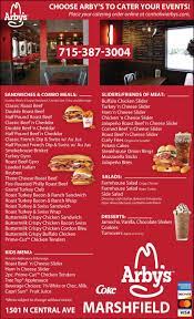Arby S Fast Food Catering Menu Restaurant Marshfield Wi Catering Menu Menu Restaurant Fast Food