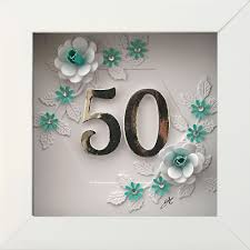 Which flowers are best for birthdays? 50th Birthday Anniversary With Aqua Flowers 4 X 4 Inch Diamante Picture In A White Frame Craf Ted