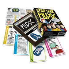 Overview fluxx is a multiplayer card game where the cards you choose to play alter the rules and the win criteria as you go along. Star Trek Fluxx Looney Labs