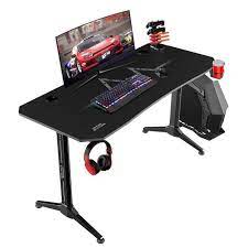 Walnew 55 Inches Y Shape Gaming Desk Carbon Fiber Surface Modern Racing Desk With Full Piece Of Mouse Pad Cup Holder And Headphone Hook Black Walmart Com Gaming Desk Desk Cup Holder