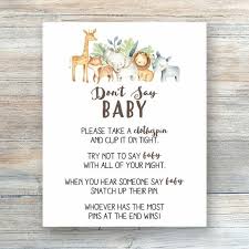Safari Don T Say Baby Don T Say Baby Sign Printable Etsy