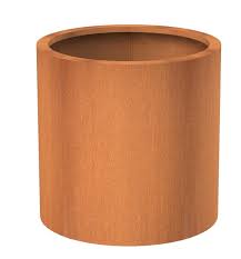Their rusted finish has a bold orange hue stairs turn into planters while at the same time being flanked by gradually taller planters with the. Atlas Round Tall Large Corten Steel Outdoor Planter Pot H60 D60 Cm 170 Ltrs Cap From 389 99 Getpotted Com