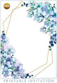 Free Printable Blue And Gold Wedding Invitation Floral Invitations Template Floral Wedding Invitations Free Printable Wedding Invitations