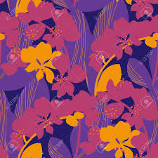 Check spelling or type a new query. Orchid Flower Silhouette Seamless Pattern In Bright Retro 60s Colors Repeatable Motif Of Tropical Floral Natural Elements For Textile Fabric Surface Design Royalty Free Cliparts Vectors And Stock Illustration Image 120418055