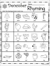 Free Kindergarten Rhyming Worksheets For December Madebyteachers Rhyming Worksheet Kindergarten Practice Rhyming Activities