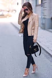 Black With Beige Leather Jacket Winter Outfits Jackets How To Wear