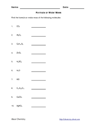 Round atomic masses to the tenth of a decimal place. 32 Chemistry Computing Formula Mass Worksheet Worksheet Resource Plans