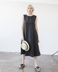 Linen A Line Dress Chloe In Black Dresses A Line Dress Long Linen Dress