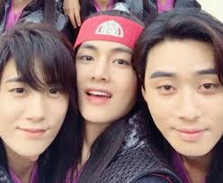 Hwarang kim taehyung und park seo joon sticker. Park Seo Joon And Choi Woo Shik Showed Their Support For Bts S V By Sending Him A Food Truck Kissasian