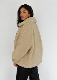 Oversize teddy borg jacket in beige