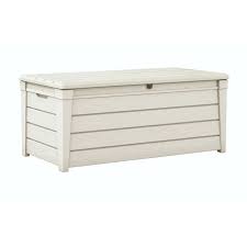 Keter Brightwood 120 Gallon Plastic Deck Box Outdoor Deck Storage Box Patio Storage Deck Box Storage
