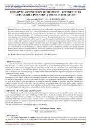 Temple university, in its sole discretion, may modify, alter, delete, suspend, or discontinue any part or parts of the policies in. Pdf Employee Absenteeism With Special Reference To Automobile Industry A Theoretical Study