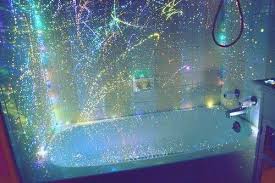Diy Glow In The Dark Shower Curtain Simply Buy A Clear Plastic Shower Curtain Splatter Glow In The Dark Paint Dark Shower Curtain Glow Paint Glow In The Dark