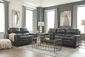 Gleason Contemporary Leather Charcoal Color Sofa And Loveseat Two Tone Charcoal Color Is Accented With Contrasting Whit Grey Sofa Design Seating Lounge Design