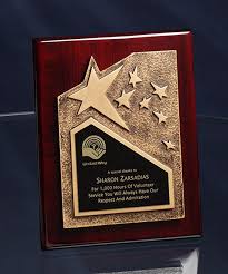 The Rosewood Plaque With Gold Star Award Features A Molded Antique Finished Gold Star Casting With A Beautifully Engrave Trophy Design Gold Stars Award Display