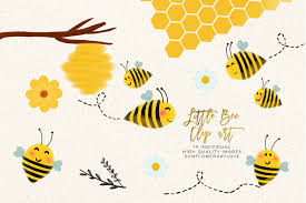 This beautiful image has been salvaged from a 1976 educational animal book. Bee Clip Art Bees Illustration Honey Bee Clipart By My Lovely Stock Thehungryjpeg Com