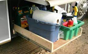 Up front, you get a large storage trunk with a sliding storage tray to haul all your extra gear along with you. Rv Cargo Storage Calls For Heavy Duty Drawer Slides Kv Knape Vogt